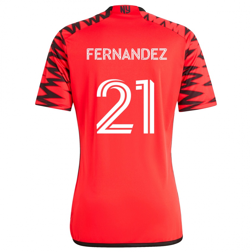 Hombre Camiseta Omir Fernandez #21 Rojo Negro Blanco 2ª Equipación 2024/25 La Camisa Argentina