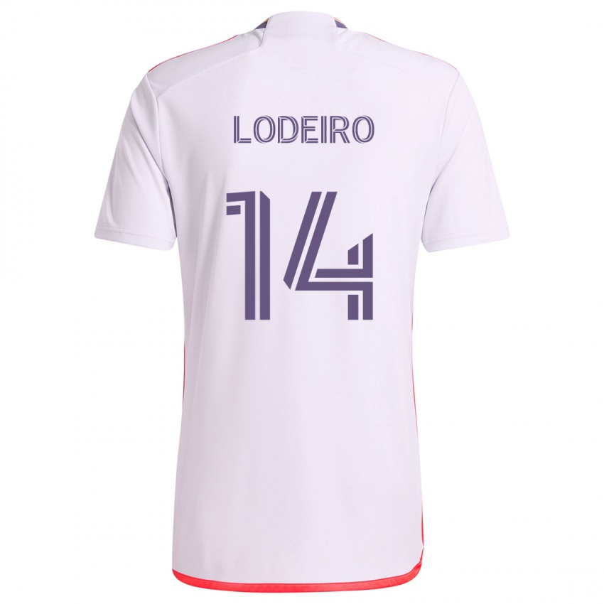 Hombre Camiseta Nicolás Lodeiro #14 Blanco Rojo Púrpura 2ª Equipación 2024/25 La Camisa Argentina