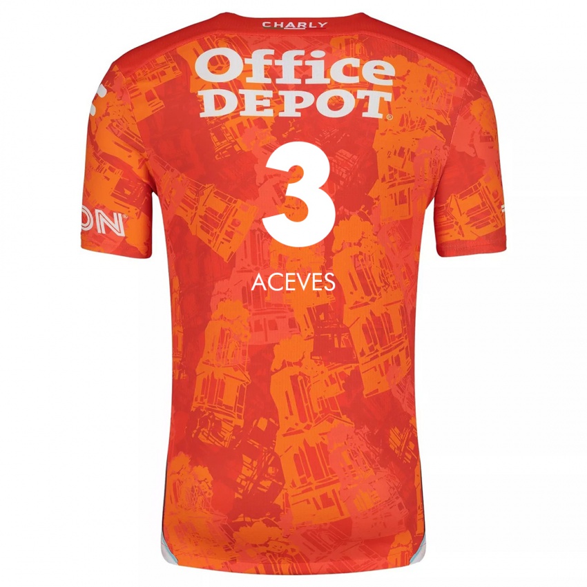 Hombre Camiseta Alonso Aceves #3 Naranja Blanco 2ª Equipación 2024/25 La Camisa Argentina