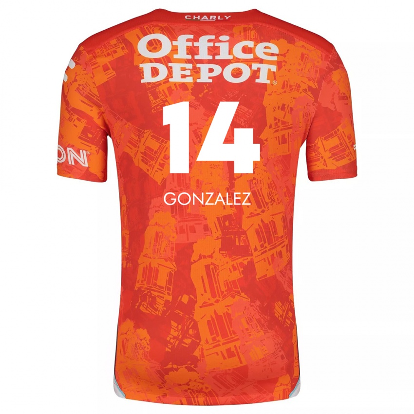 Hombre Camiseta Arturo Gonzalez #14 Naranja Blanco 2ª Equipación 2024/25 La Camisa Argentina