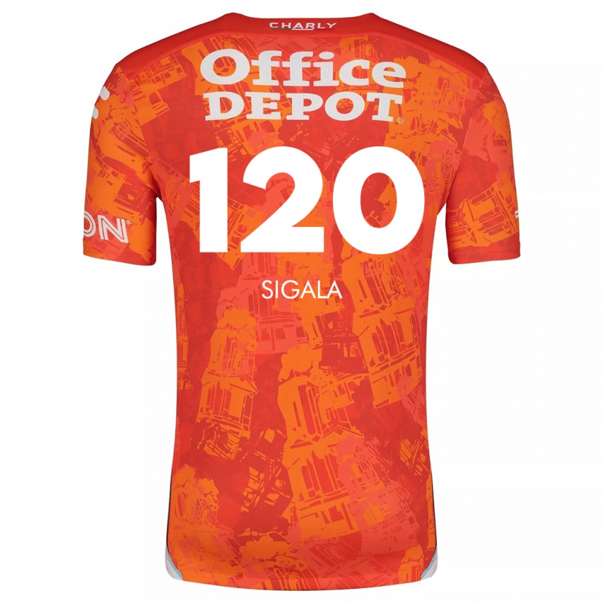 Hombre Camiseta Juan Sigala #120 Naranja Blanco 2ª Equipación 2024/25 La Camisa Argentina