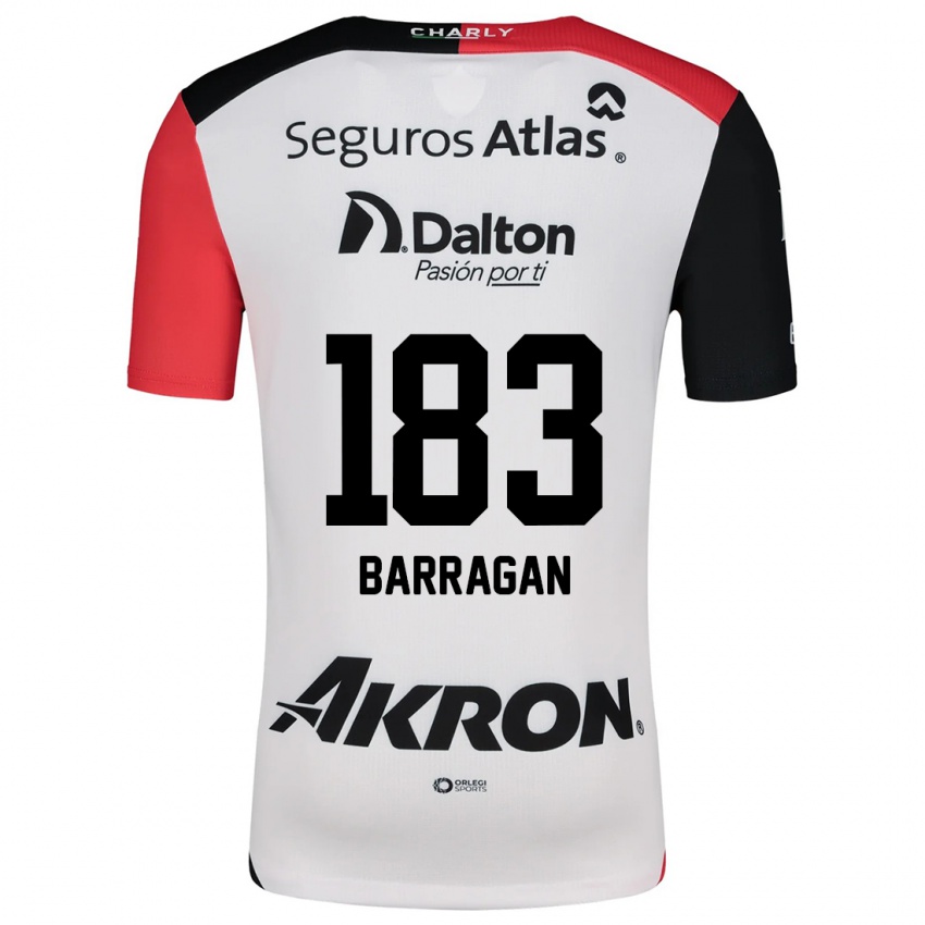 Hombre Camiseta Roberto Barragán #183 Blanco Rojo Negro 2ª Equipación 2024/25 La Camisa Argentina