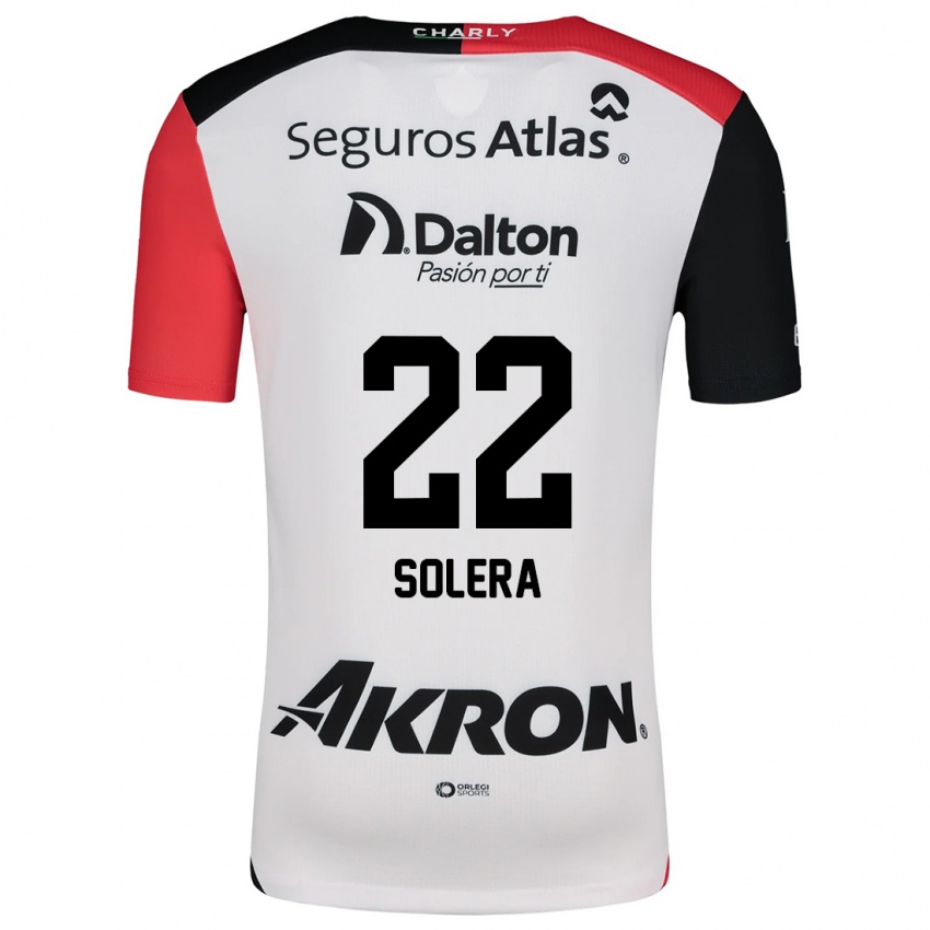 Hombre Camiseta Daniela Solera #22 Blanco Rojo Negro 2ª Equipación 2024/25 La Camisa Argentina