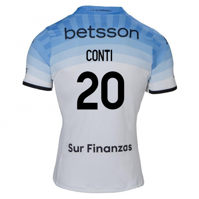 Hombre Camiseta Germán Conti #20 Blanco Azul Negro 2ª Equipación 2024/25 La Camisa Argentina