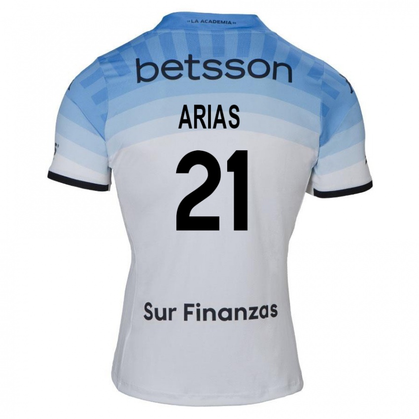 Hombre Camiseta Gabriel Arias #21 Blanco Azul Negro 2ª Equipación 2024/25 La Camisa Argentina