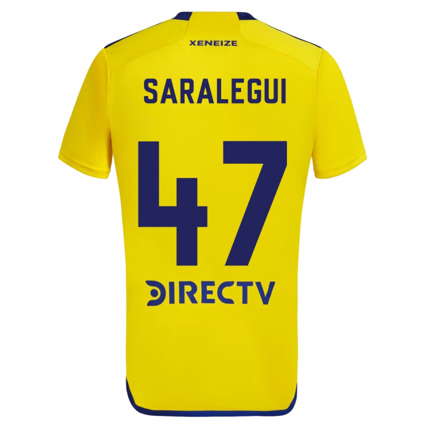 Hombre Camiseta Jabes Saralegui #47 Amarillo Azul 2ª Equipación 2024/25 La Camisa Argentina