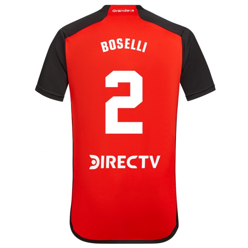 Hombre Camiseta Sebastián Boselli #2 Rojo Negro Blanco 2ª Equipación 2024/25 La Camisa Argentina