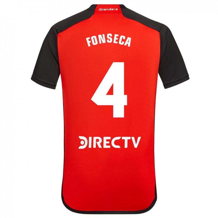 Hombre Camiseta Nicolás Fonseca #4 Rojo Negro Blanco 2ª Equipación 2024/25 La Camisa Argentina