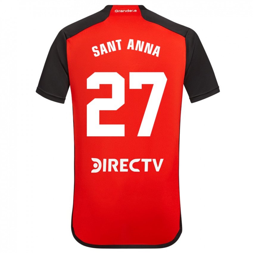 Hombre Camiseta Agustín Sant Anna #27 Rojo Negro Blanco 2ª Equipación 2024/25 La Camisa Argentina