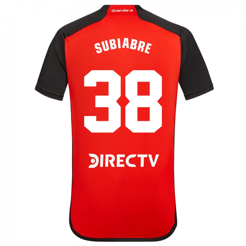 Hombre Camiseta Ian Subiabre #38 Rojo Negro Blanco 2ª Equipación 2024/25 La Camisa Argentina