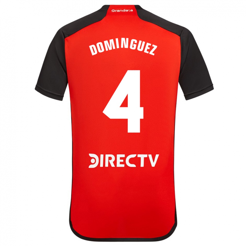 Hombre Camiseta Evelyn Sofía Domínguez #4 Rojo Negro Blanco 2ª Equipación 2024/25 La Camisa Argentina