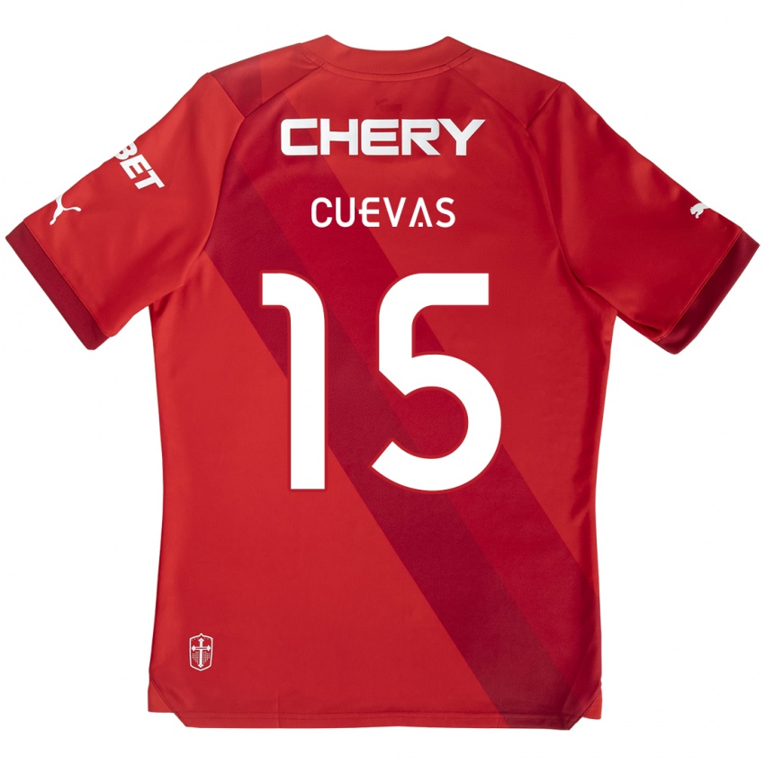 Hombre Camiseta Cristian Cuevas #15 Rojo Blanco 2ª Equipación 2024/25 La Camisa Argentina