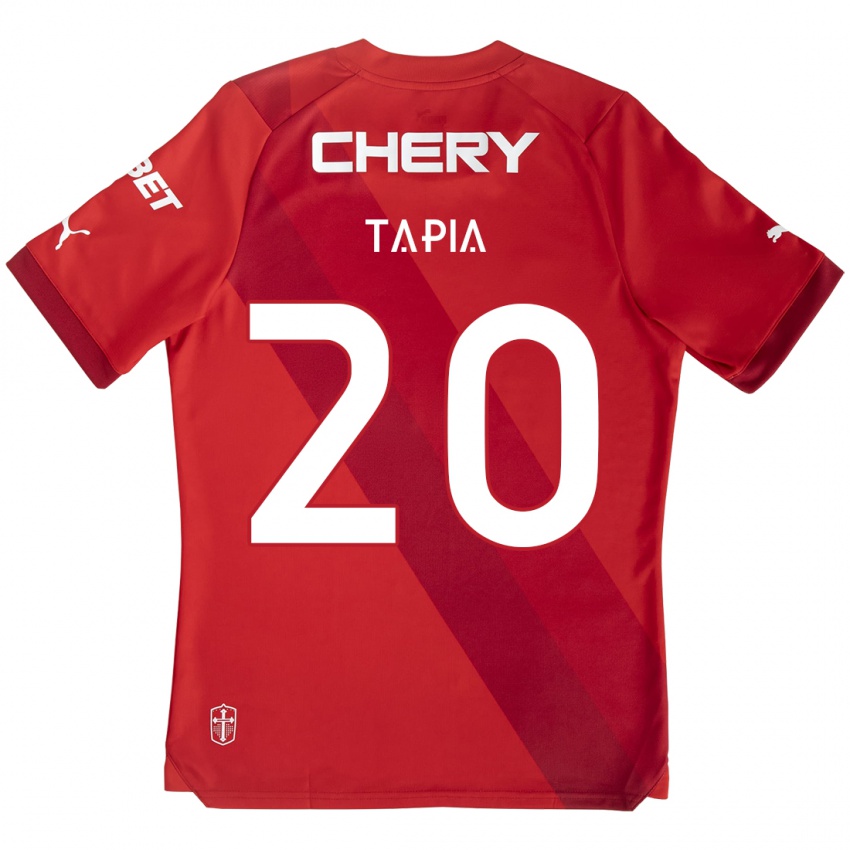 Hombre Camiseta Gonzalo Tapia #20 Rojo Blanco 2ª Equipación 2024/25 La Camisa Argentina