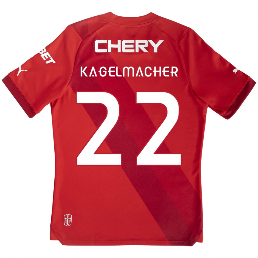 Hombre Camiseta Gary Kagelmacher #22 Rojo Blanco 2ª Equipación 2024/25 La Camisa Argentina