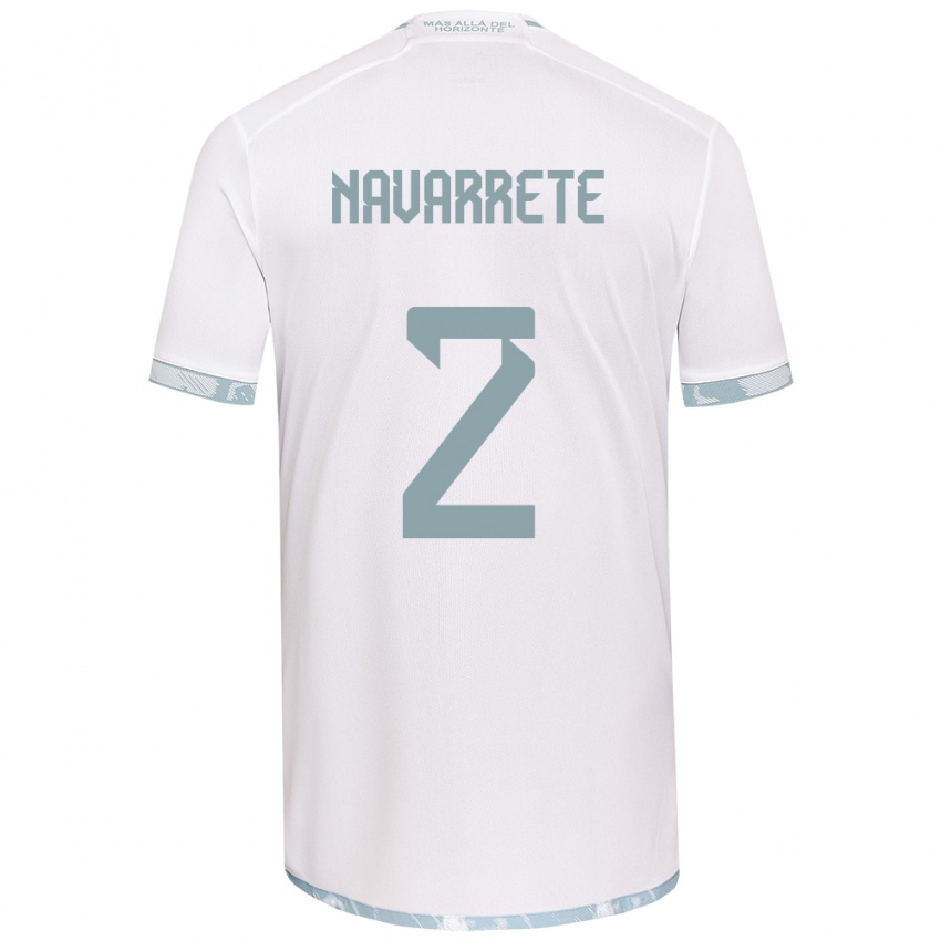 Hombre Camiseta Daniel Navarrete #2 Gris Blanco 2ª Equipación 2024/25 La Camisa Argentina