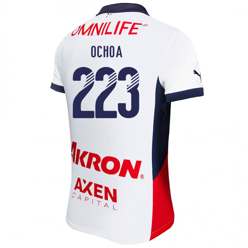 Hombre Camiseta Diego Ochoa #223 Blanco Rojo Azul 2ª Equipación 2024/25 La Camisa Argentina