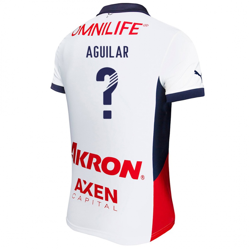 Hombre Camiseta Alexander Aguilar #0 Blanco Rojo Azul 2ª Equipación 2024/25 La Camisa Argentina