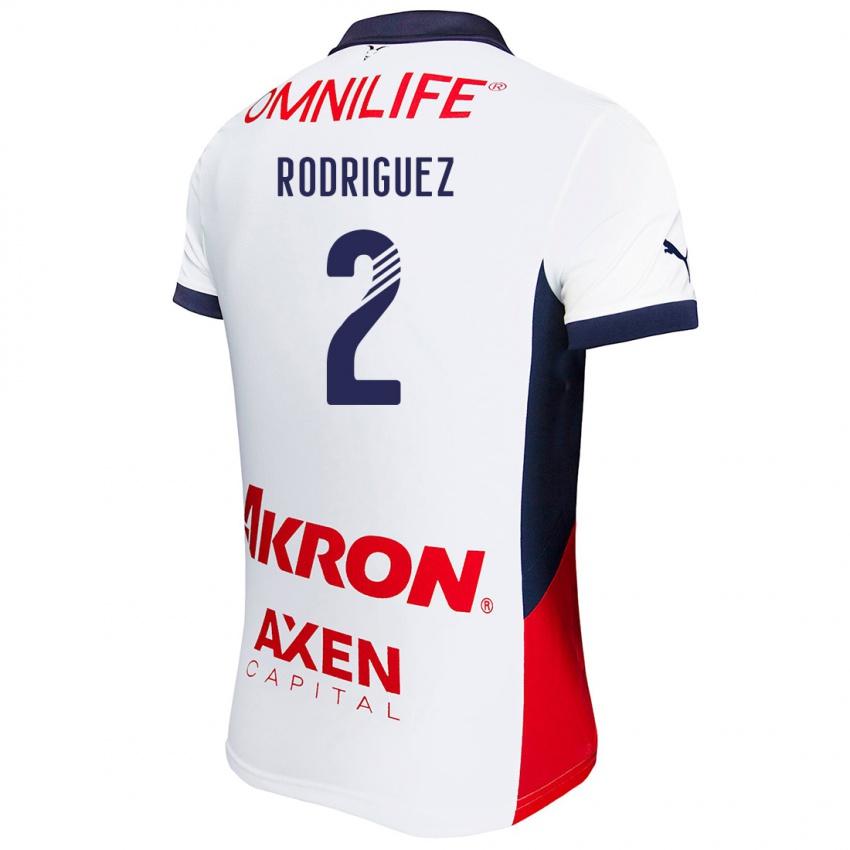 Hombre Camiseta Jaqueline Rodríguez #2 Blanco Rojo Azul 2ª Equipación 2024/25 La Camisa Argentina