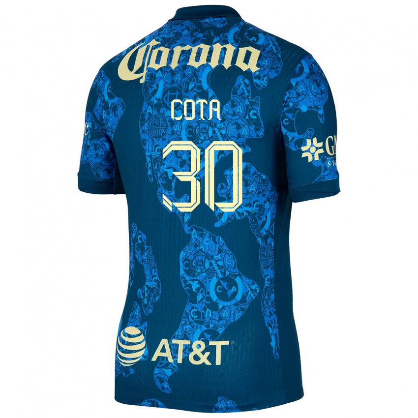 Hombre Camiseta Rodolfo Cota #30 Azul Amarillo 2ª Equipación 2024/25 La Camisa Argentina