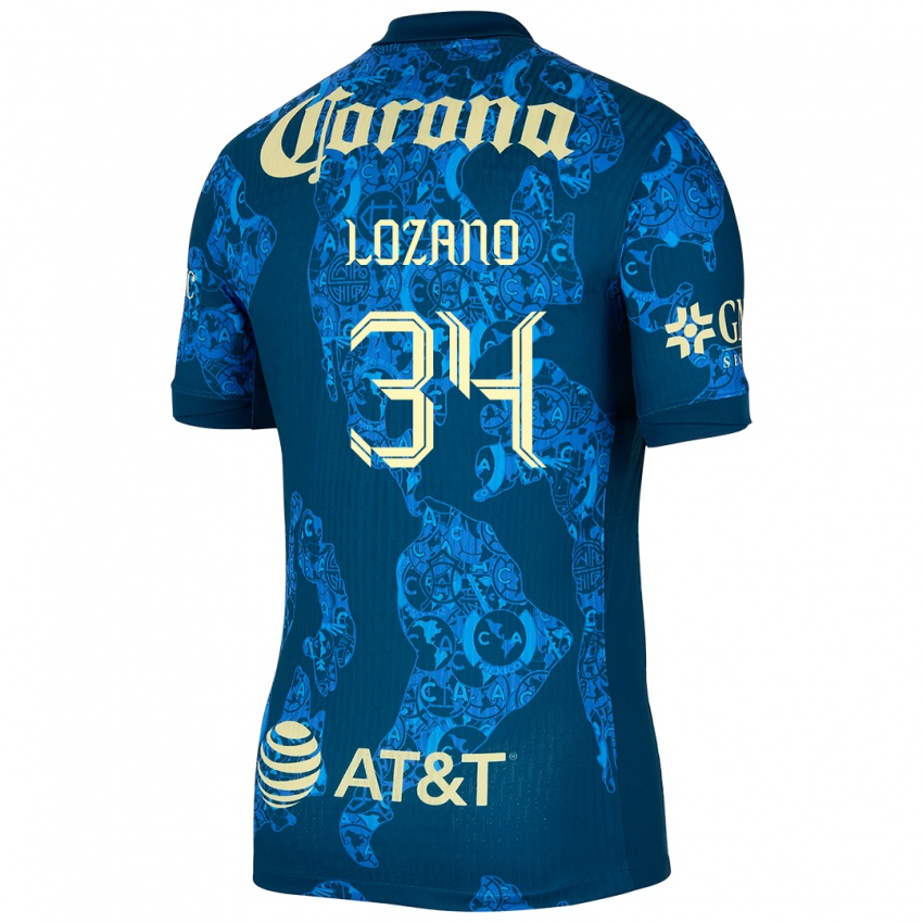 Hombre Camiseta Esteban Lozano #34 Azul Amarillo 2ª Equipación 2024/25 La Camisa Argentina