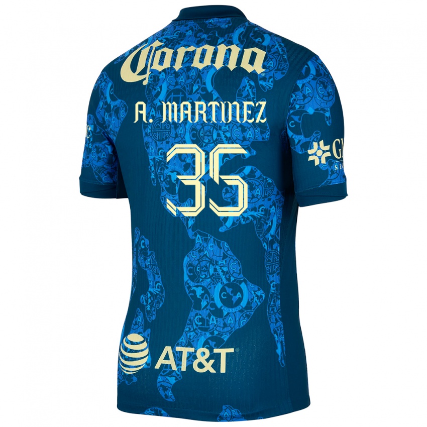 Hombre Camiseta Arturo Martínez #35 Azul Amarillo 2ª Equipación 2024/25 La Camisa Argentina