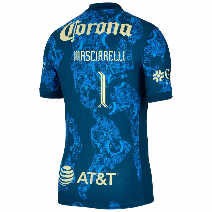 Hombre Camiseta Renata Masciarelli #1 Azul Amarillo 2ª Equipación 2024/25 La Camisa Argentina