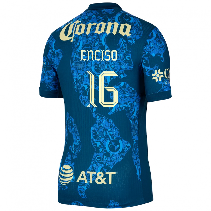 Hombre Camiseta Sabrina Enciso #16 Azul Amarillo 2ª Equipación 2024/25 La Camisa Argentina