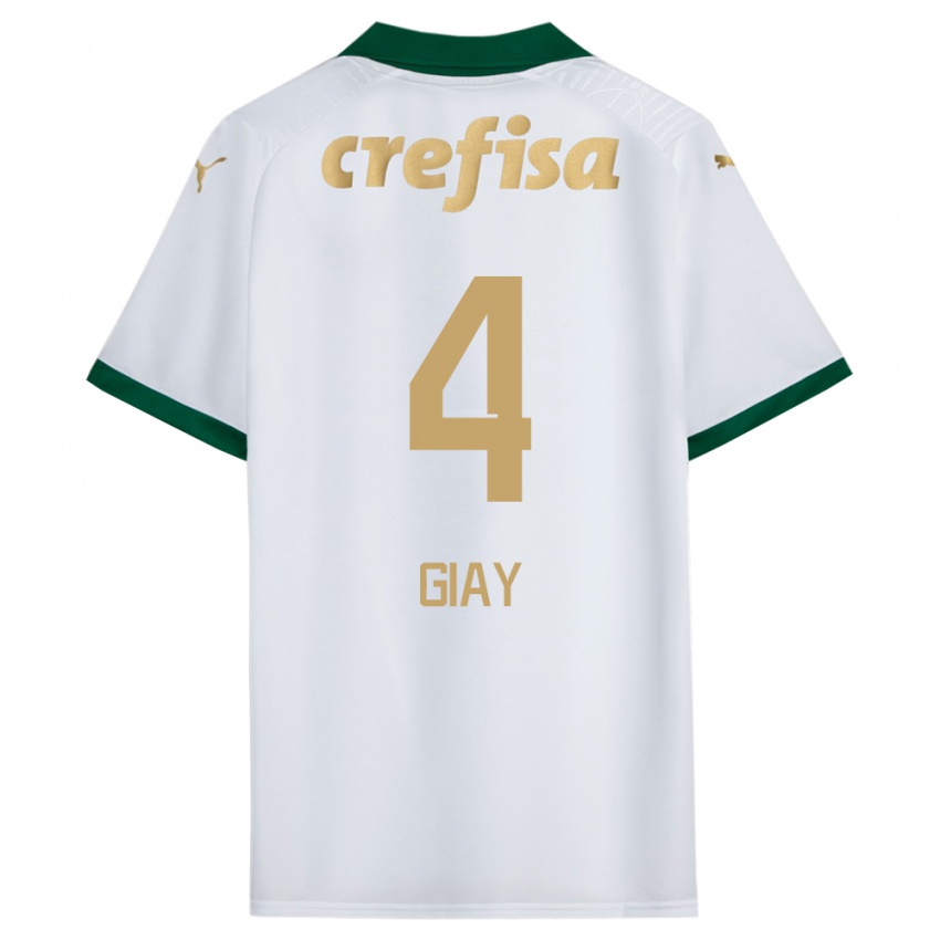 Hombre Camiseta Agustín Giay #4 Blanco Verde 2ª Equipación 2024/25 La Camisa Argentina