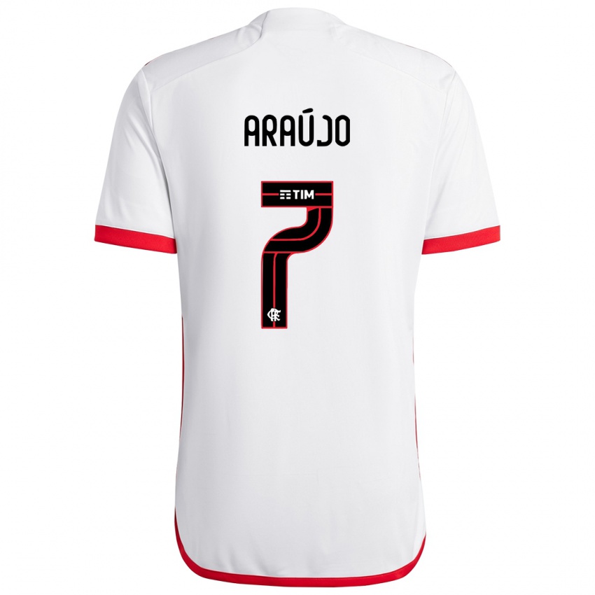 Hombre Camiseta Luiz Araujo #7 Blanco Rojo 2ª Equipación 2024/25 La Camisa Argentina