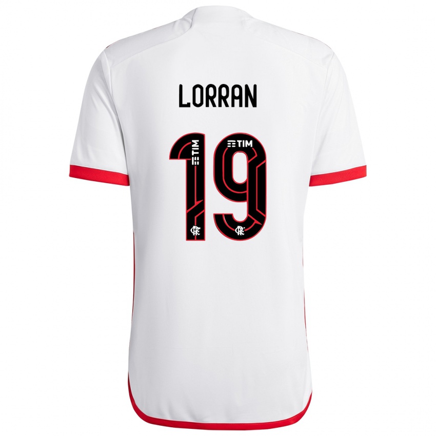 Hombre Camiseta Lorran #19 Blanco Rojo 2ª Equipación 2024/25 La Camisa Argentina