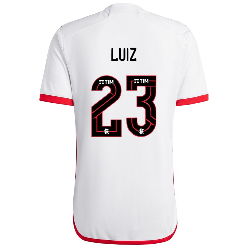 Hombre Camiseta David Luiz #23 Blanco Rojo 2ª Equipación 2024/25 La Camisa Argentina