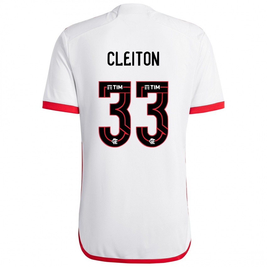 Hombre Camiseta Cleiton #33 Blanco Rojo 2ª Equipación 2024/25 La Camisa Argentina