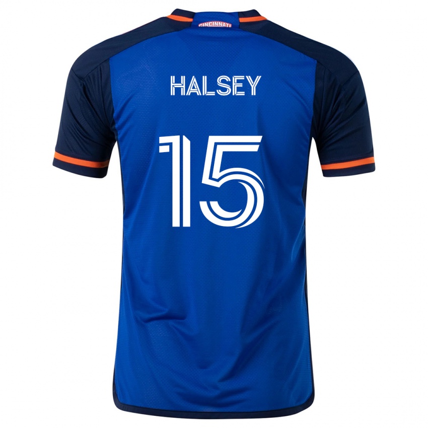 Mujer Camiseta Bret Halsey #15 Azul Blanco 1ª Equipación 2024/25 La Camisa Argentina