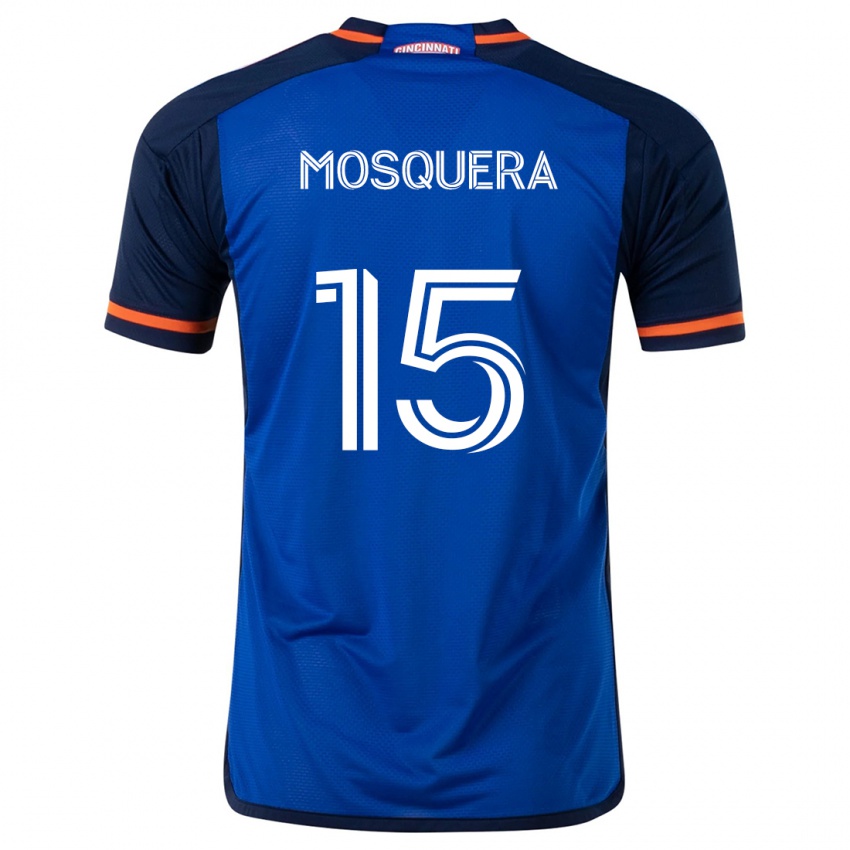 Mujer Camiseta Yerson Mosquera #15 Azul Blanco 1ª Equipación 2024/25 La Camisa Argentina