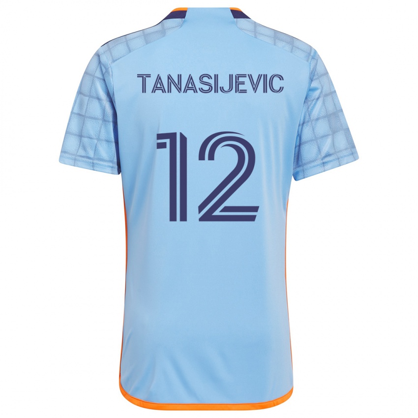 Mujer Camiseta Strahinja Tanasijevic #12 Azul Naranja 1ª Equipación 2024/25 La Camisa Argentina