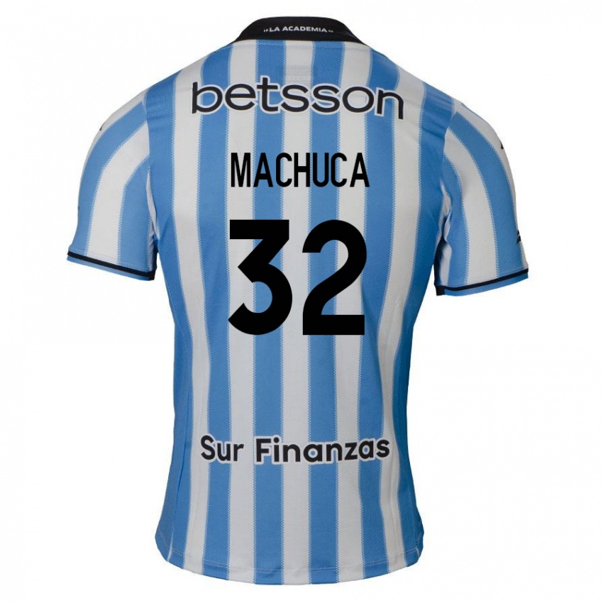 Mujer Camiseta Elias Machuca #32 Azul Blanco Negro 1ª Equipación 2024/25 La Camisa Argentina