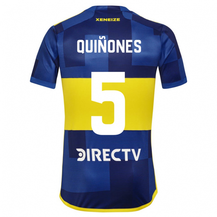 Mujer Camiseta Florencia Quiñones #5 Azul Amarillo 1ª Equipación 2024/25 La Camisa Argentina