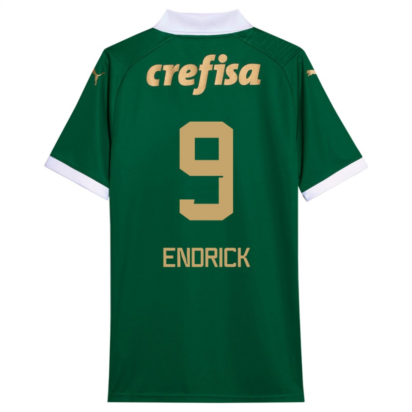 Mujer Camiseta Endrick #9 Verde Blanco 1ª Equipación 2024/25 La Camisa Argentina