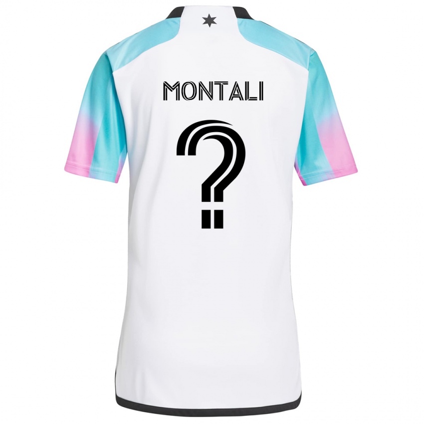 Mujer Camiseta Francesco Montali #0 Blanco Azul Negro 2ª Equipación 2024/25 La Camisa Argentina