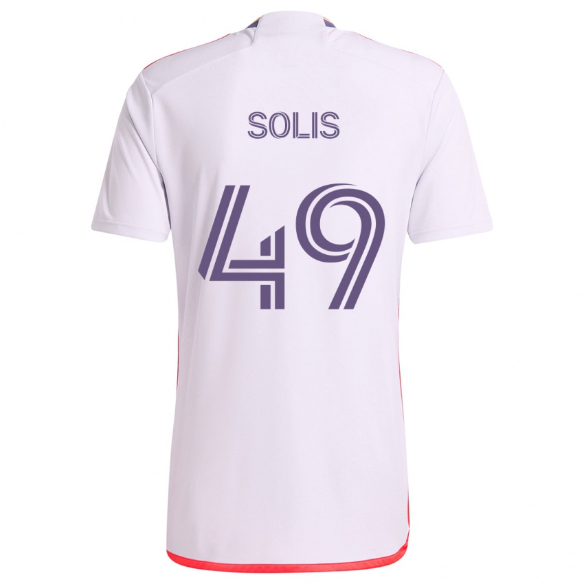 Mujer Camiseta Jhon Solís #49 Blanco Rojo Púrpura 2ª Equipación 2024/25 La Camisa Argentina