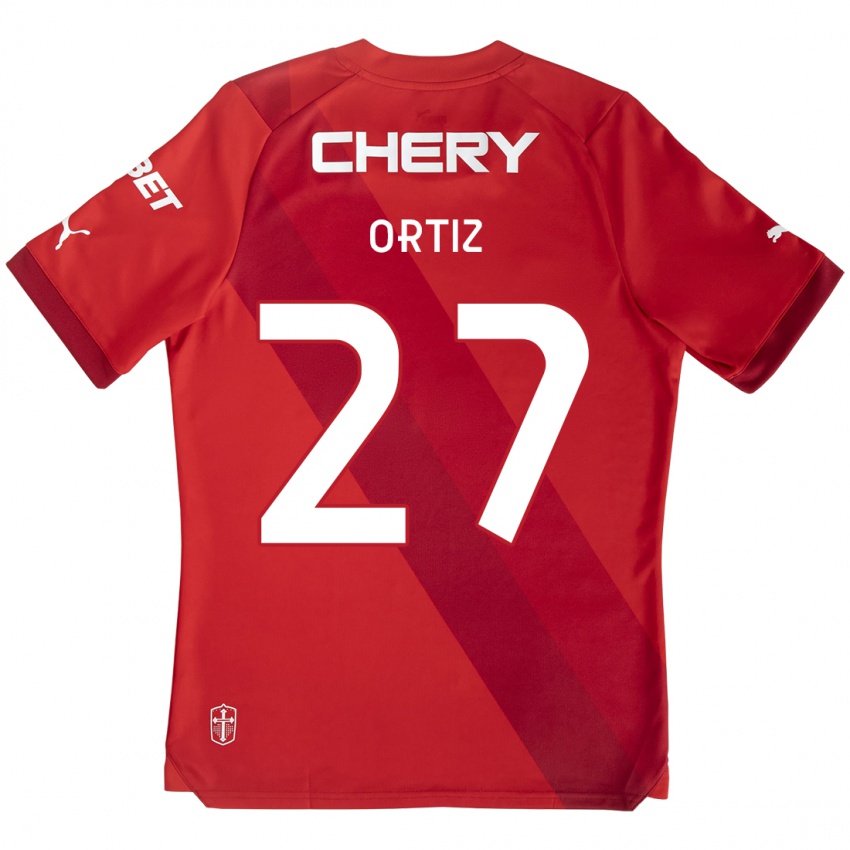 Mujer Camiseta Jorge Ortiz #27 Rojo Blanco 2ª Equipación 2024/25 La Camisa Argentina