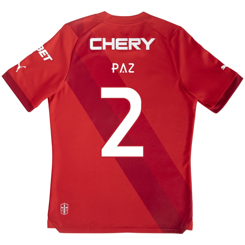 Mujer Camiseta Nehuen Paz #2 Rojo Blanco 2ª Equipación 2024/25 La Camisa Argentina