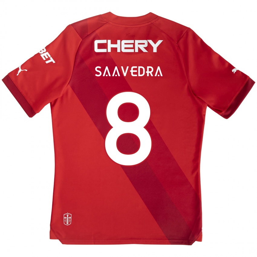 Mujer Camiseta Ignacio Saavedra #8 Rojo Blanco 2ª Equipación 2024/25 La Camisa Argentina