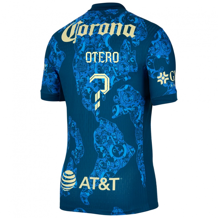 Mujer Camiseta Juan Otero #0 Azul Amarillo 2ª Equipación 2024/25 La Camisa Argentina