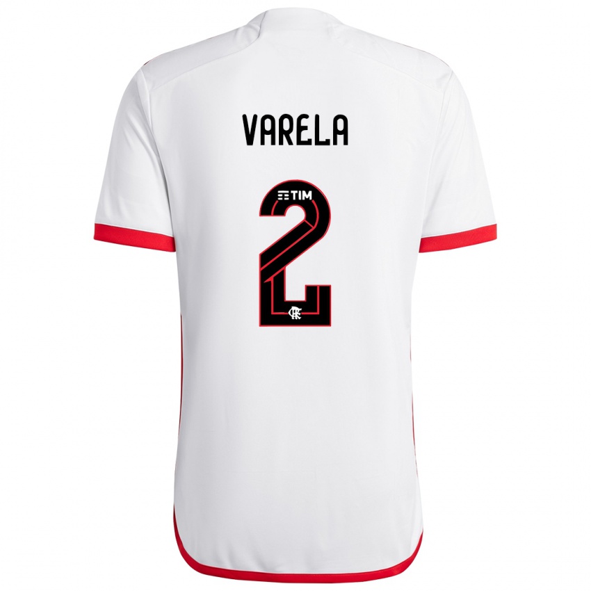 Mujer Camiseta Guillermo Varela #2 Blanco Rojo 2ª Equipación 2024/25 La Camisa Argentina