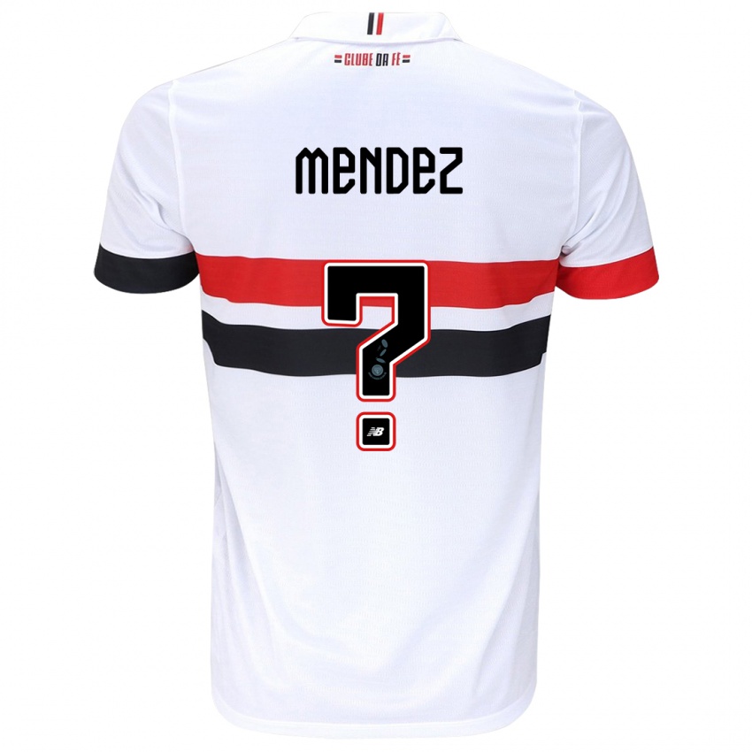 Niño Camiseta Jhegson Méndez #0 Blanco Rojo Negro 1ª Equipación 2024/25 La Camisa Argentina