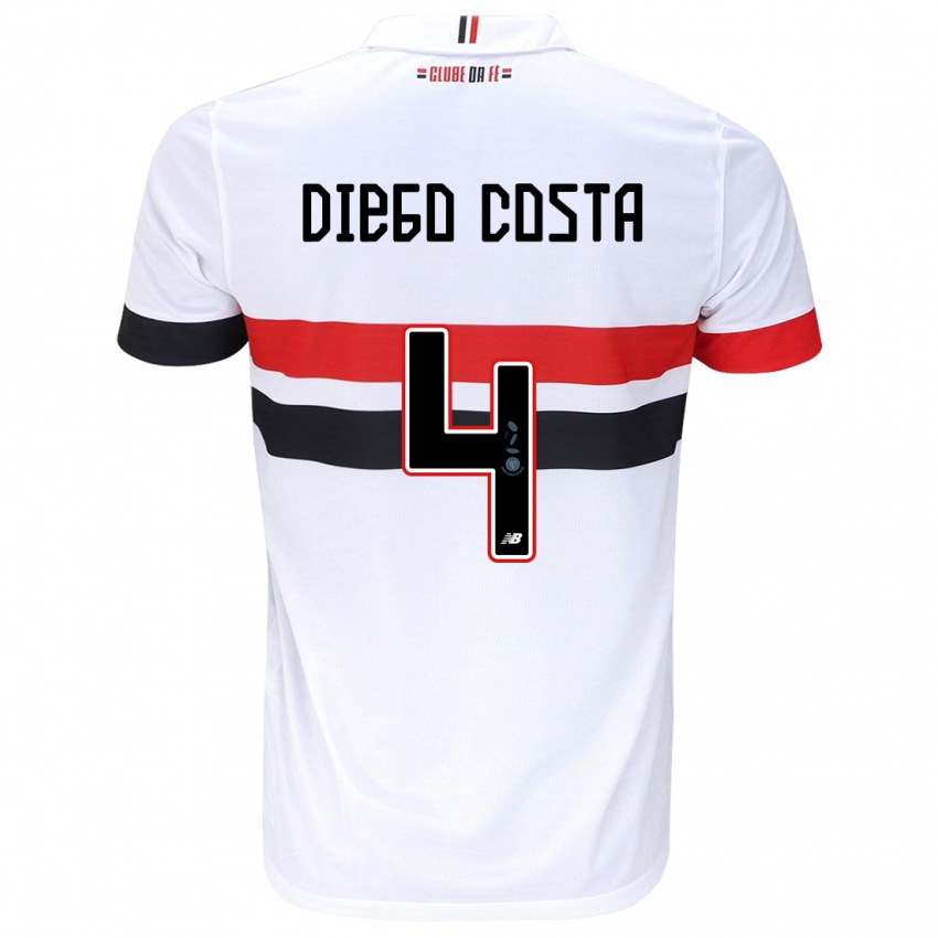 Niño Camiseta Diego Costa #4 Blanco Rojo Negro 1ª Equipación 2024/25 La Camisa Argentina