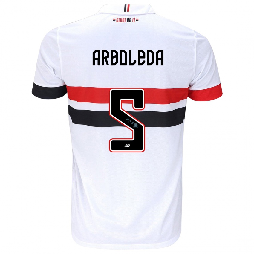 Niño Camiseta Robert Arboleda #5 Blanco Rojo Negro 1ª Equipación 2024/25 La Camisa Argentina