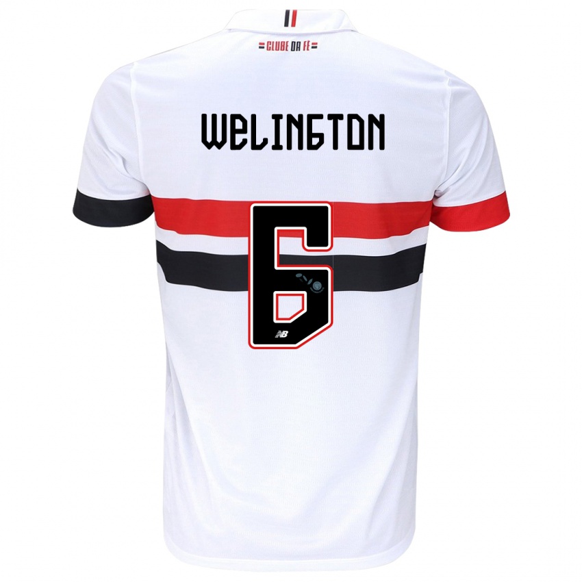 Niño Camiseta Welington #6 Blanco Rojo Negro 1ª Equipación 2024/25 La Camisa Argentina