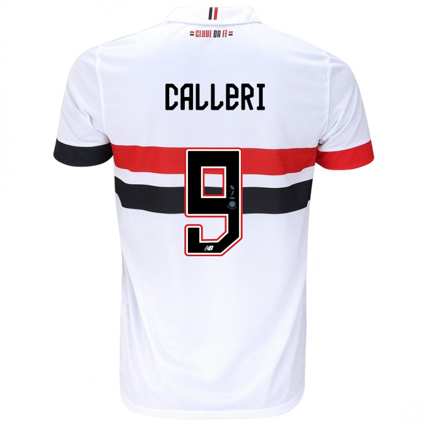 Niño Camiseta Jonathan Calleri #9 Blanco Rojo Negro 1ª Equipación 2024/25 La Camisa Argentina